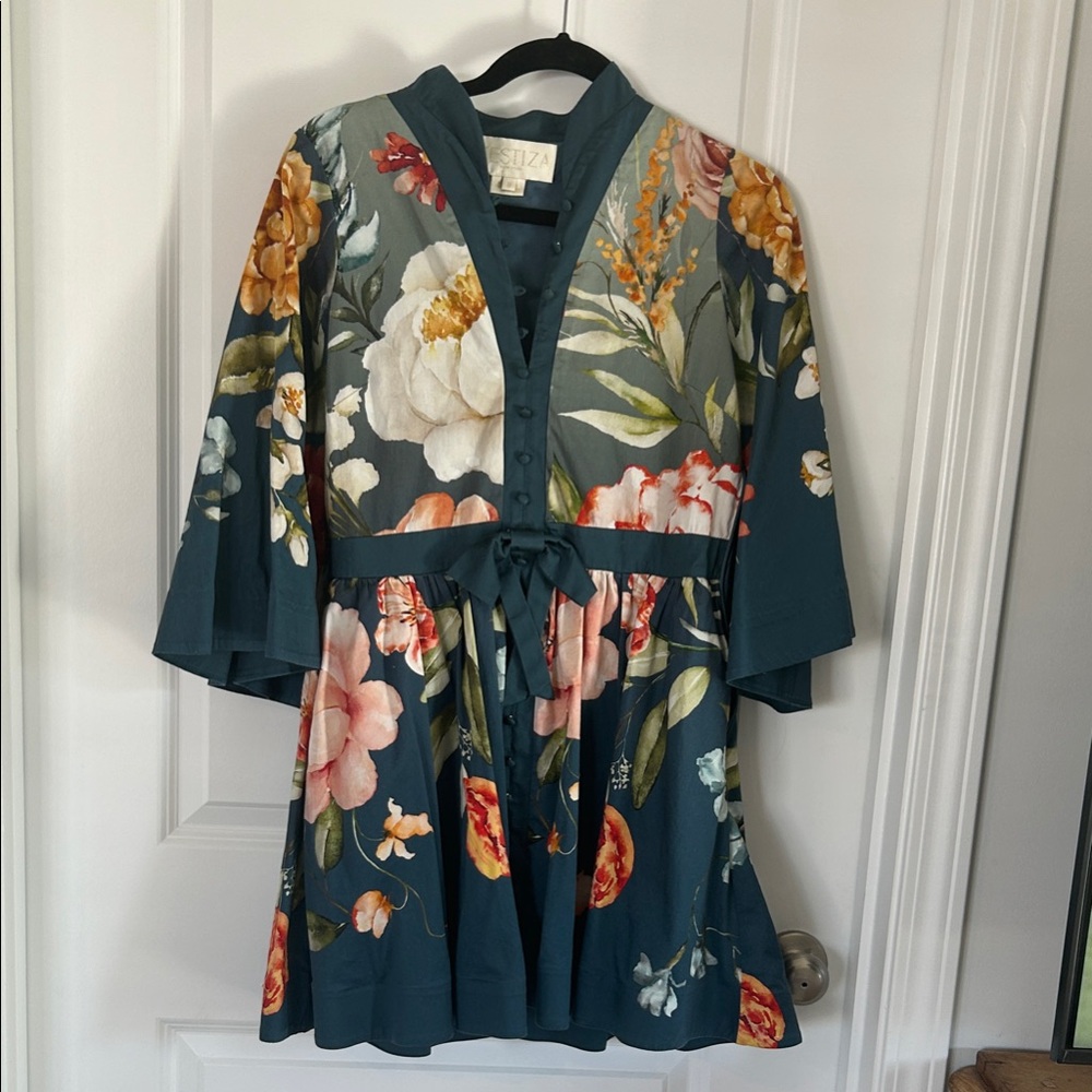 Floral Mini Dress by Eliza - Teal